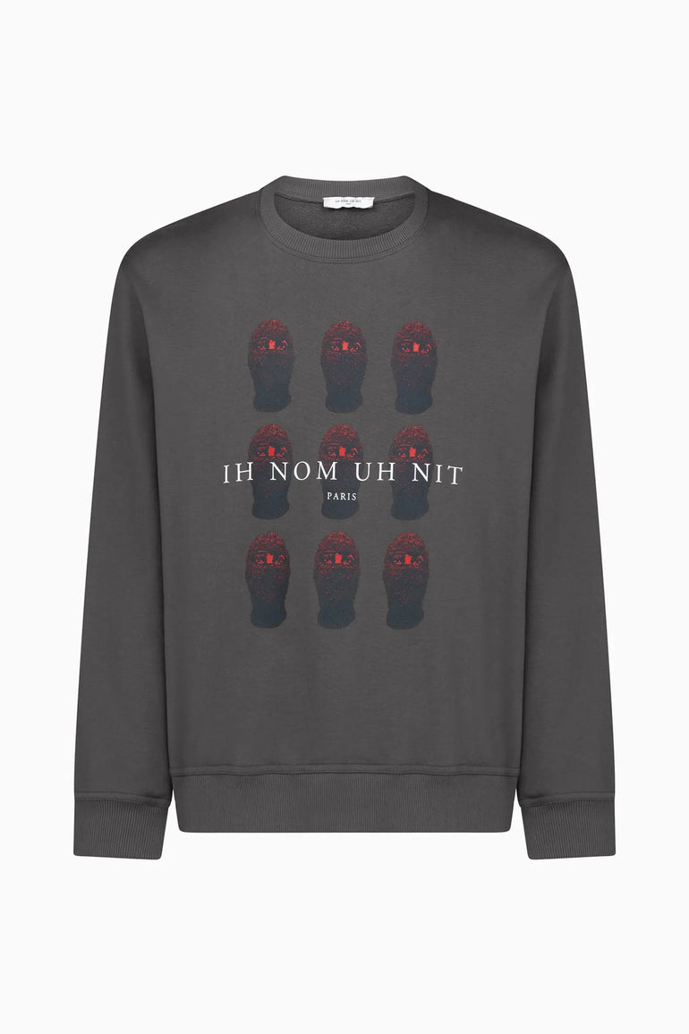 RED MASKS PRINT CREWNECK Ih Nom Uh Nit IH NOM UH NIT sweater.