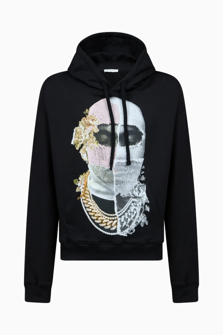 Hoodie with Newspaper style Mask Print Ih Nom Uh Nit IH NOM UH NIT sweater.