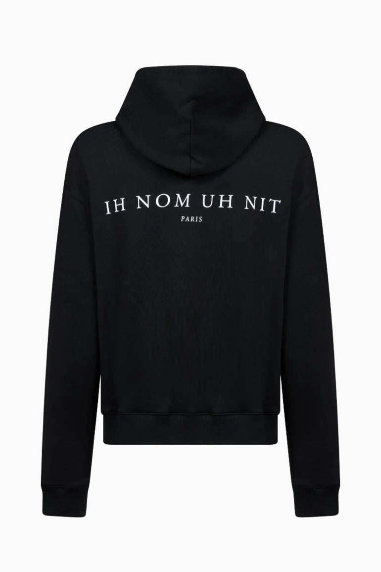 Hoodie with Newspaper style Mask Print Ih Nom Uh Nit IH NOM UH NIT sweater.