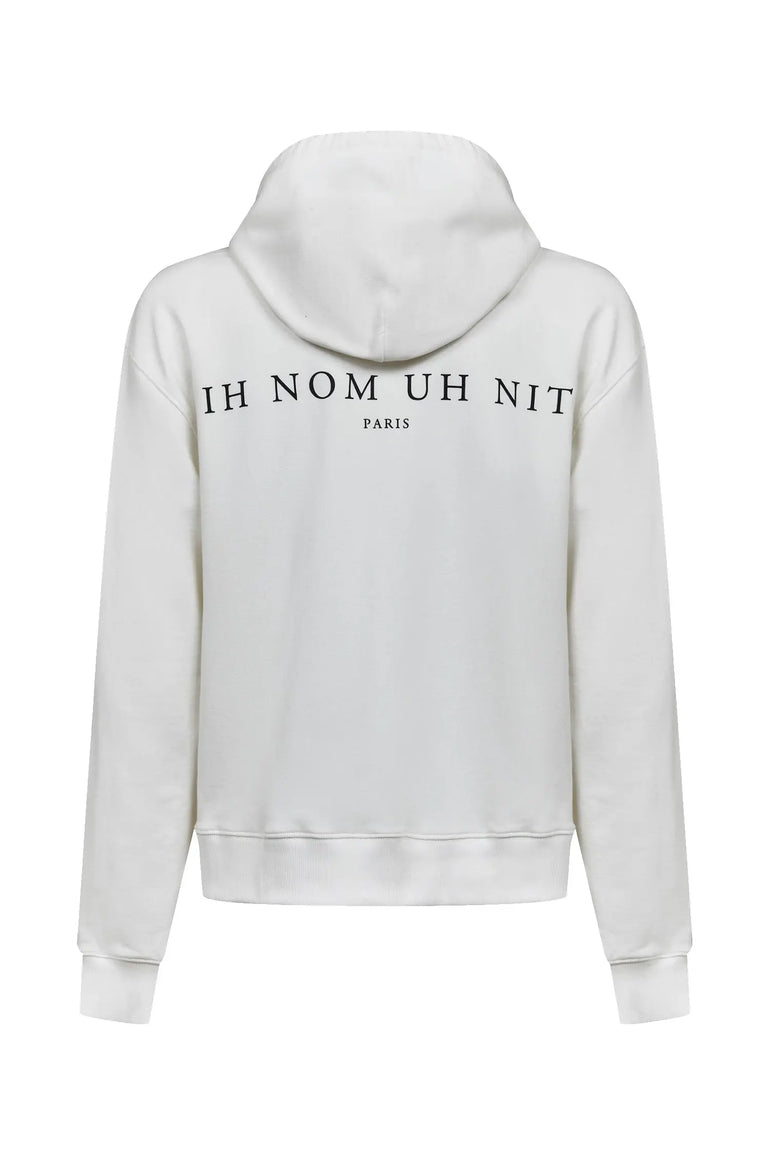 Hoodie with Newspaper style Mask Print Ih Nom Uh Nit IH NOM UH NIT sweater.
