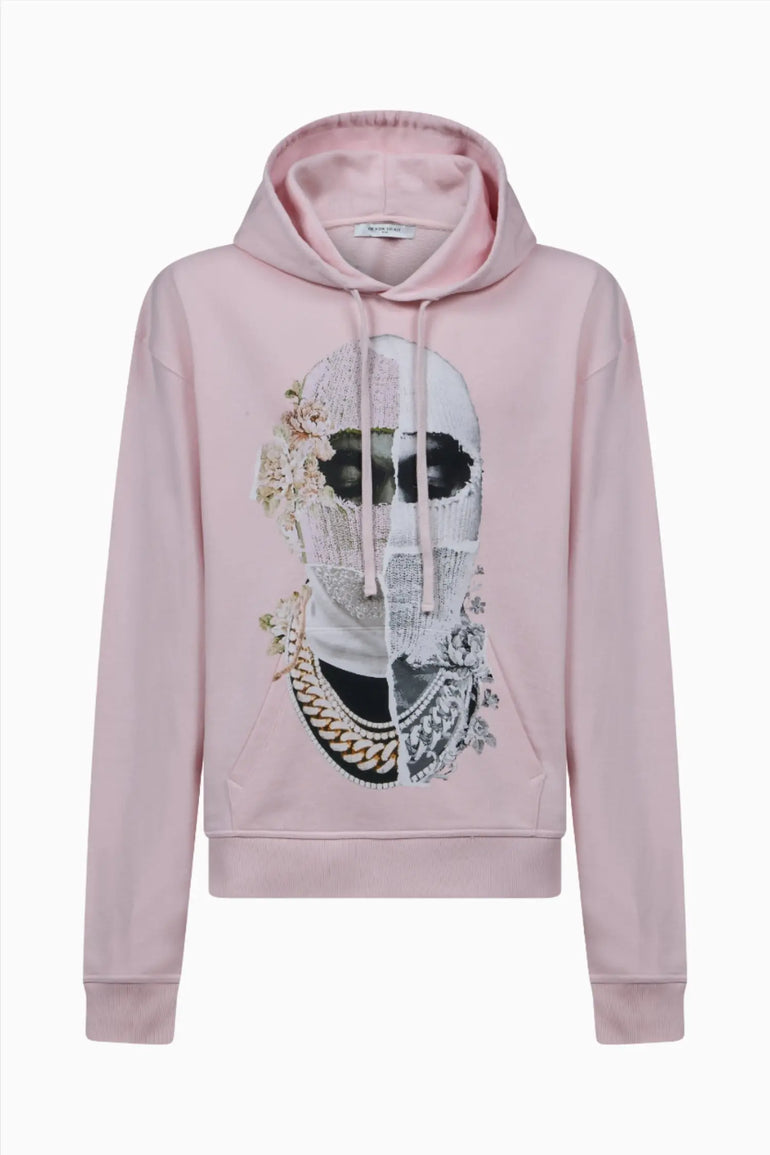Hoodie with Newspaper style Mask Print Ih Nom Uh Nit IH NOM UH NIT sweater.